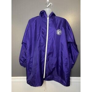 Defenders Of Wildlife Jacket Mens One Size Purple Hooded Windbreaker Rain Coat